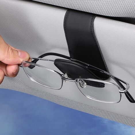 Porta Occhiali Da Sole Per Visiera Auto - 2 Pezzi In Pelle Con Chiusura Magnetica - Foto 9