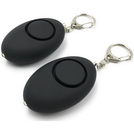 Confezione da 2 Allarmi Tascabili, Autodifesa, Sirena 140dB, Lampada LED (Nero)