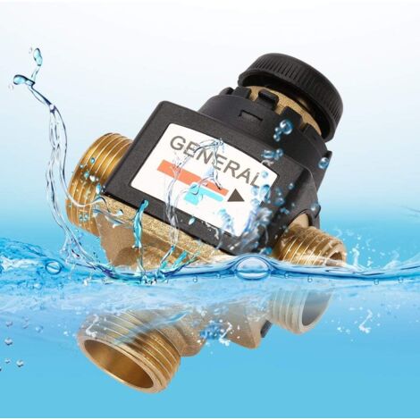 Valvola Termostatica 3 Vie DN20 Ottone - Per Scaldabagno Solare, Antiscottatura, 35-60&deg;C