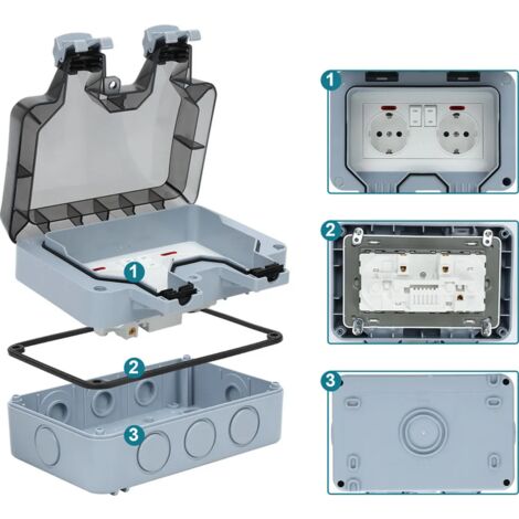 Presa Esterna Da Giardino Con 4 Porte USB E Coperchio IP66 – Impermeabile, 16A, 220-250V, Con Doppia Presa Schuko, Montaggio A Parete