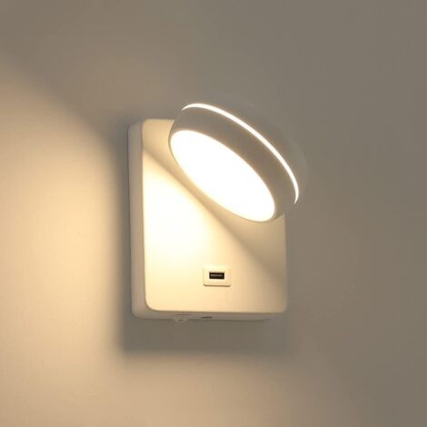 Lampada da parete a LED da comodino per camera da letto, ruotabile di
