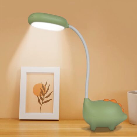 LAMPADA DA SCRIVANIA BAMBINI RICARICABILE LED - 3 TEMPERATURE COLORE, BRACCIO FLESSIBILE, DESIGN GREEN CARTOON - Foto 4