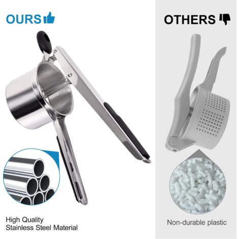 Schiacciapatate In Acciaio Inox - 2 Pezzi, Per Purè, Verdure E Frutta, Antiaderente E Lavabile In Lavastoviglie - Foto 2