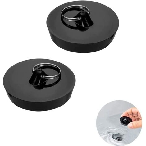 Tappo Di Scarico Per Lavandino E Doccia – 45,5 Mm, Nero, Con Occhiello In Metallo Per Catena, Modello Conico Universale - 6