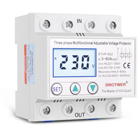 Protettore Sovratensione/Sottotensione 230V 40A - Stabilizzatore Corrente Monofase, Regolabile