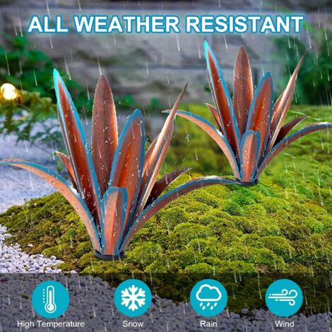 Scultura Metallo Agave - Decorazione Esterna/Interna, 29x29x45cm, Colorata - Foto 8