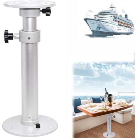 Tavolo da barca con 4 portabevande, piano in legno di rovere, 7 altezze regolabili, per roulotte, camper, barca marina, yacht