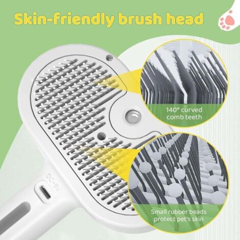 Spazzola A Vapore Per Gatti E Cani - Rimuove Nodi E Peli Morti Con Nebbia Idratante, Design Antistatico - Foto 8