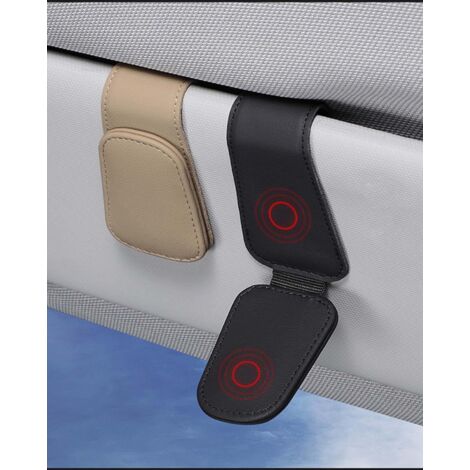 Magnetischer Brillenhalter Für Auto - 2 Stück Graue Sonnenbrillenhalterung Aus Leder