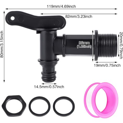 3 Stück Regentonne Auslaufhahn 3/4 Zoll - Kunststoff Wasserhahn Mit Dichtung