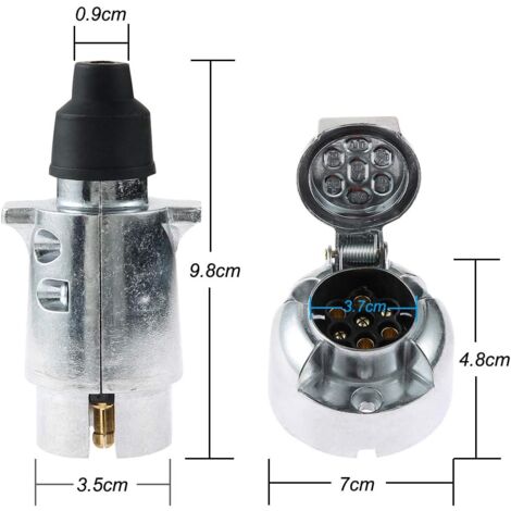 Eacalyc 7-polige Anhängersteckdose & Stecker - Wasserdichtes Set Für LKW, Wohnmobil & Boot, 12V