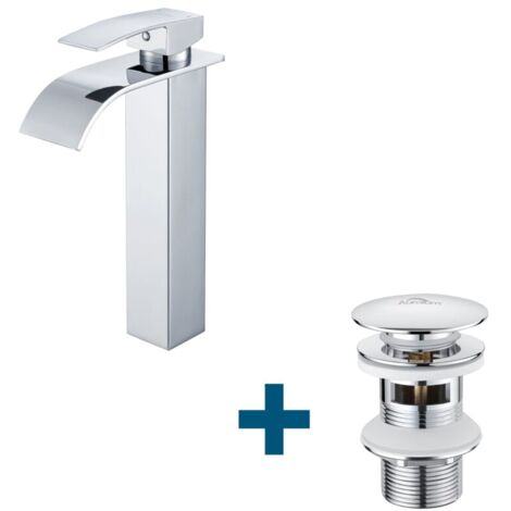 Auralum® Chrom Bad Wasserhahn Einhebel Wasserfall Einhandmischer