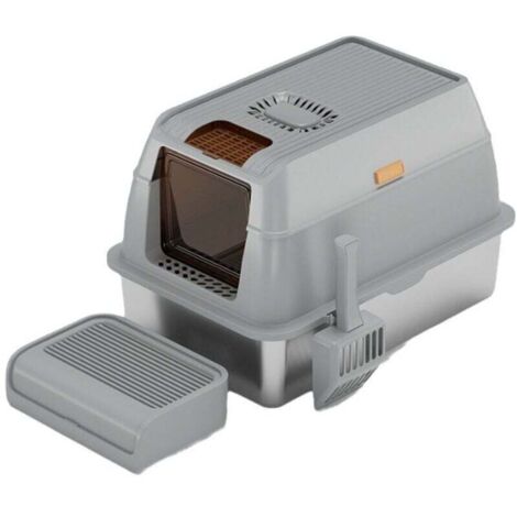 Katzentoilette Aus Edelstahl XXXL – 72,4x52,1x35,6 Cm, Auslaufsicher, Mit Griff, Antihaftbeschichtet