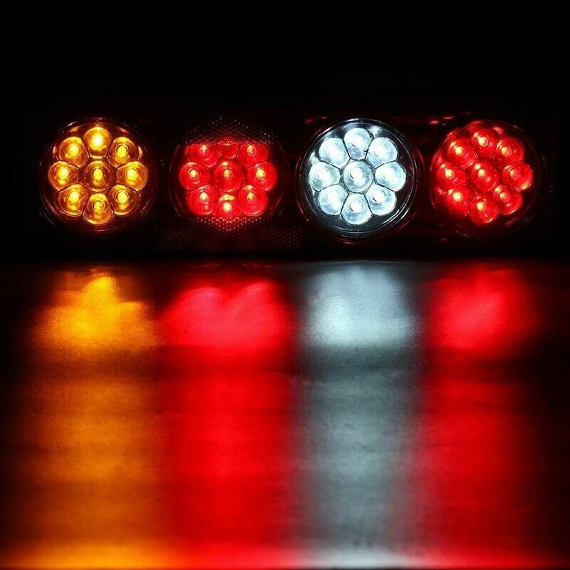 Pack 2 Luces Traseras LED Para Remolque 12V - 36 LED 6 Funciones: Freno, Indicador, Marcha Atrás, Antiniebla - Impermeable