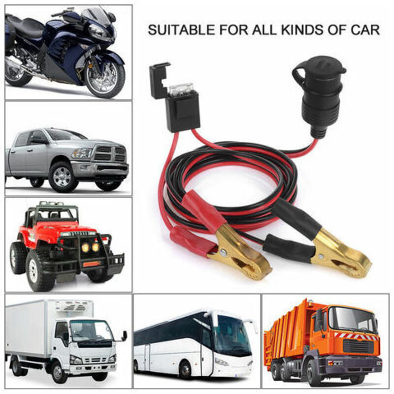 12V/24V Adaptador De Pinza De Cocodrilo Para Batería Encendedor De Cigarros Para Enchufe De Coche
