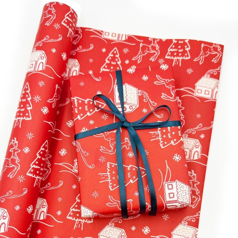 Rollo De Papel De Regalo Para Navidad: Papel De Regalo Kraft De 43 Cm X