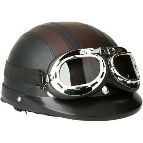 Ulisem Casco de Moto Estilo Retro Vintage para Vespa, Resistente al Viento con Visera UV y Gafas, Adecuado para Circunferencia de Cabeza 54-60 cm.