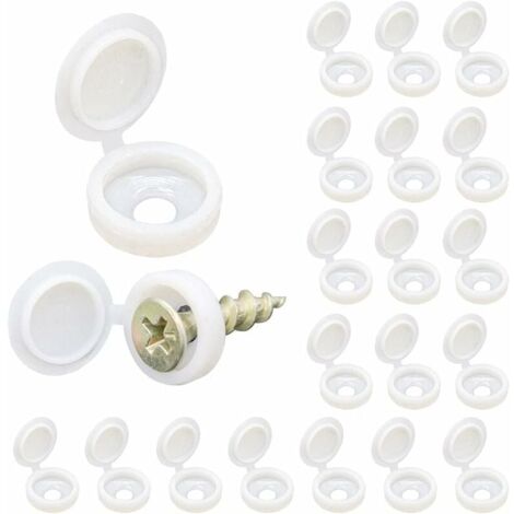 Ulisem Tapa para tornillos, 100 tapones para tornillos de plástico, tapa protectora para tornillos para el hogar, muebles, tapa para tornillos para paredes(Blanco)