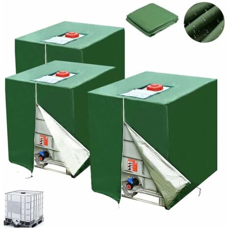 Funda para Depósito IBC de 1000L, 3 Piezas Funda para Depósito de Agua 420D, Funda para Muebles de Jardín Anti-UV Antipolvo, Funda Protectora para Depósito IBC con Cremallera (116 x 100 x 120 cm)