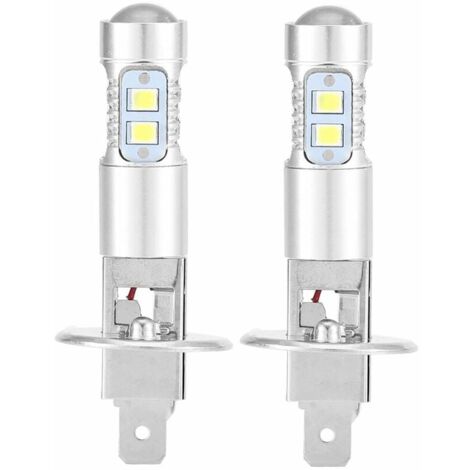 Ulisem Bombillas para faros delanteros, 2x H1 6000K Ultra Blanco 100W Kit de bombillas para faros delanteros LED para luz de cruce