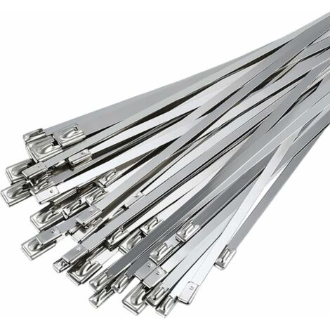 Ulisem Abrazadera de manguera de acero inoxidable 50 piezas, bridas para cables de acero inoxidable de 300 mm × 4,6 mm, abrazadera de manguera de acero inoxidable para devanado de escape, cables agrup
