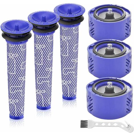 Ulisem Kit de filtros de repuesto para aspiradoras Dyson V6 Absolute Wireless Stick, reemplaza 966741-01, 965661-01, paquete de 7 (3 filtros HEPA, 3 prefiltros, 1 cepillo de limpieza) (1/5)