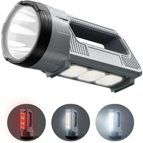 Linterna LED recargable superbrillante, potente linterna de emergencia para exteriores de 6000 lúmenes (6 modos), cable USB, linterna impermeable IPX4 para camping/hogar/emergencia [Energía de grado A (1/4)