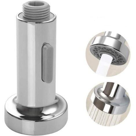 Grifo de ducha de mano Mezclador de fregadero de cocina Push Down Pro Head 2 funciones de chorro Mezclador de cocina Accesorios de grifo de ducha de mano universal (Plata) (1/5)