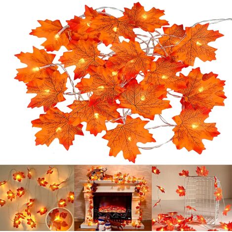 Guirnalda de Luces de Hoja de Arce Guirnalda de Hojas de Arce de Otoño 6M Luces de Cadena con Pilas Decoración de Navidad Decoración de Acción de Gracias Paquete de 2 40 Luces de Cadena (1/5)