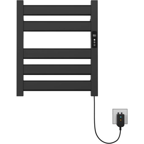 Secador de toallas eléctrico negro mate, calentador de toallas de 180 W, 500 x 550 mm, toallero eléctrico montado en la pared, radiador de baño inteligente de temperatura constante (1/5)