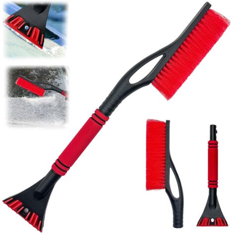 Cepillo de nieve para coche, cepillo de nieve para coche 2 en 1, raspador de hielo y cepillo para nieve, raspador de hielo para coche con escoba, para parabrisas y ventanas de coche (rojo)