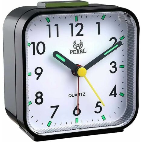 Ulisem Reloj despertador analógico silencioso que no hace tictac, despertador suave con funciones de repetición e iluminación, funciona con pilas, fácil configuración, negro.