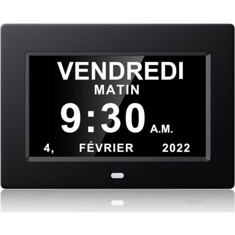 Reloj calendario digital de 7 pulgadas de una pieza con fecha y hora, reloj para padres con Alzheimer, máquina recordatoria de medicamentos, color negro, 20 x 14 x 32 mm (1/4)