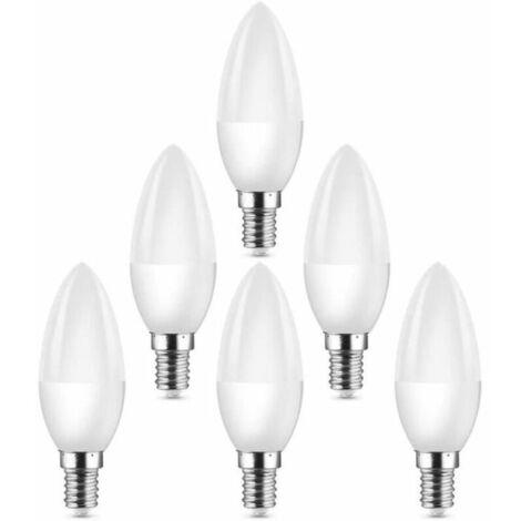 Bombillas LED pequeñas con rosca Edison E14 equivalentes a bombillas halógenas C37 de 40 W, 400 lm, 3000 K, luz blanca cálida, paquete de 6