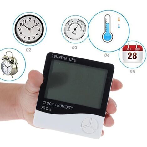 Termómetro higrómetro digital LCD: estación meteorológica electrónica para interiores y exteriores (1/5)