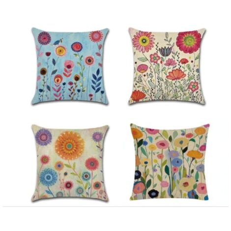 Funda de cojín impermeable para exterior, funda de cojín repelente al agua, cojín decorativo para sofá, cojín decorativo para sofá, funda de cojín para sofá, salón, balcón, jardín, 45 x 45 cm, flores