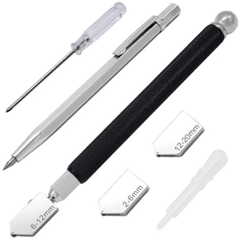 Cortador de vidrio YMYNY, cortador de vidrio de carburo, cortador de vidrio de carburo de tungsteno profesional, cortador de vidrio plateado, cortador de botellas, cortador de vidrio para 2-20 mm