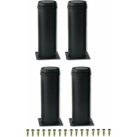 Piezas 15cm Patas de muebles de metal ajustables de acero inoxidable negro para gabinetes Patas de mesa Patas de sofá Pie de repuesto para muebles, Negro, 15cm (1/5)