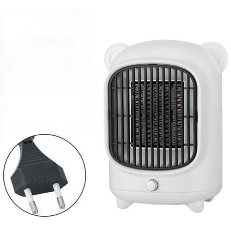 Calentador de ambiente, mini radiador eléctrico de 500 W, calentador de ventilador de baño de 2 modos, protección contra sobrecalentamiento e inclinación para dormitorio, oficina en casa (blanco) (1/4)