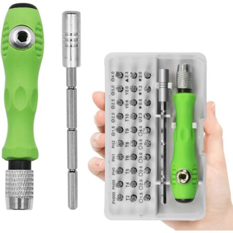 Juego de destornilladores de precisión 32 en 1, minidestornilladores de precisión magnéticos portátiles para ordenadores, portátiles, teléfonos inteligentes, relojes, gafas y herramientas de reparació (1/5)