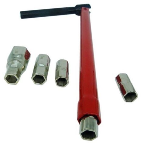 Llave para grifo, roja, herramienta manual para instalación de grifos de 8 a 13 mm, seis piezas (1/5)