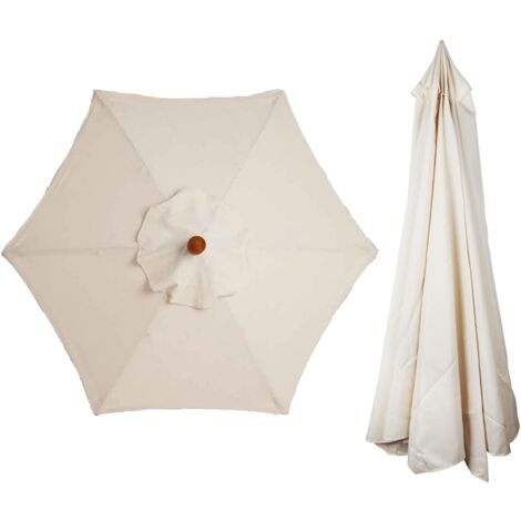 Funda de Recambio para Sombrilla, Mesa y Parasol de Mercado - 6 Varillas - 3 m - Impermeable - Anti-Ultravioleta - Beige