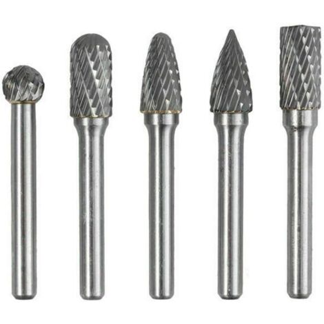 Juego de 5 brocas rotativas de carburo de tungsteno de doble corte con vástago de 6 mm y cabeza de 10 mm para grabado en madera, amoladora y tallado (1/5)