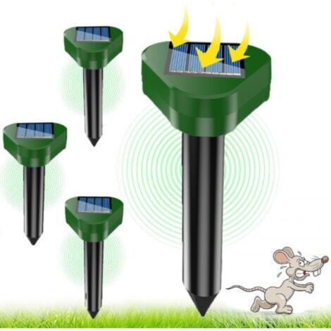 Repelente solar de topos con ultrasonidos, 4 piezas, repelente solar ultrasónico, repelente solar de topos, repelente ultrasónico de serpientes, repelente de ratones IP66 resistente al agua para exter (1/5)