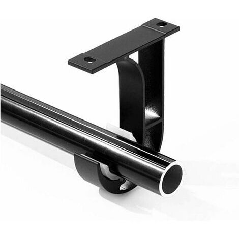 Soporte de barra de cortina para montaje en techo, de aleación de zinc, para dormitorio, sala de estar, con tornillos, tubos de expansión (negro) (1/5)
