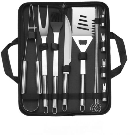 10 piezas de accesorios profesionales de acero inoxidable para barbacoa - Utensilios para barbacoa con bolsa portátil - Juego de herramientas para barbacoa para hombres, para acampar al aire libre, pa (1/5)