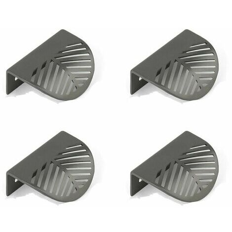 Paquete de 4 tiradores de hoja de latón negro para gabinetes, tiradores para muebles de cocina, cajón individual, perforación libre, aleación de zinc, cobre cepillado (1/5)