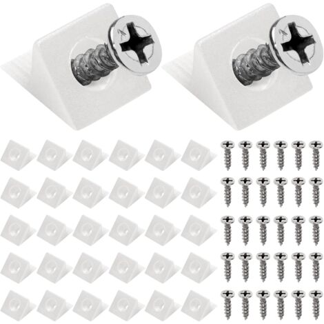 YMYNY - 40 soportes de esquina, color blanco brujo, para reparación de cajones, 90 grados, con tornillos, para reparar cajones caídos, color blanco (1/5)