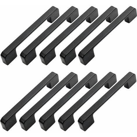 10 piezas de manijas para muebles con distancia entre centros de 96 mm, manijas negras para puertas de cocina, manijas para muebles, manijas negras para cocina de 96 mm (1/5)