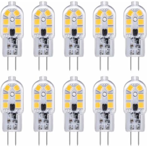 Paquete de 10 bombillas LED G4 de 12 V, 2 W, blanco frío, 6000 K, 200 lm, para cocina, furgoneta, no regulable (1/4)